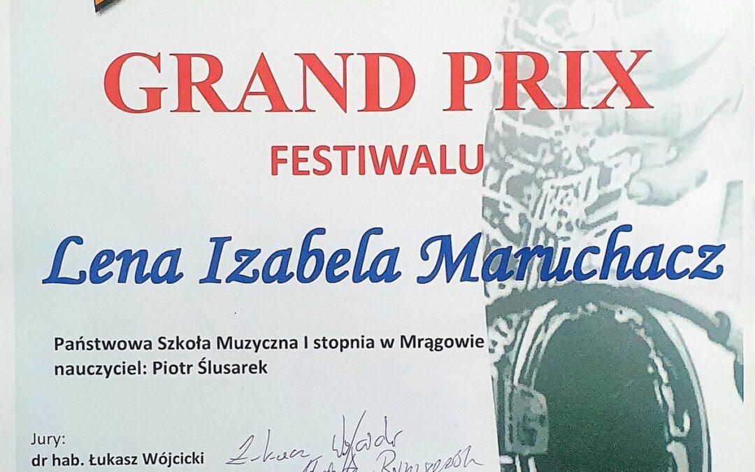 Lena Izabela Maruchacz z klasy VI saksofonu zdobyła  nagrodę Grand Prix w I Ogólnopolskim Festiwalu Saksofonowym w Kozienicach.